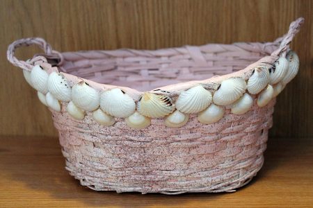 Beach Decor: Decorative Wicker Basket, Beach Wicker Basket, Beach Wedding Wicker Basket, Beach Decor Wicker Basket, Shell Basket