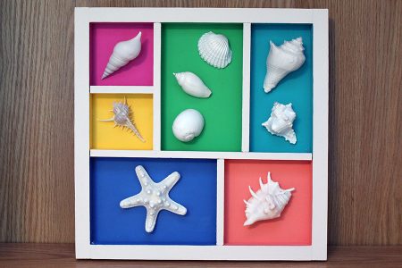 Beach Decor: Sea Shell Wall Hanging, Sea Shell Display, Sea Shell Wall Art, Sea Shell Collage