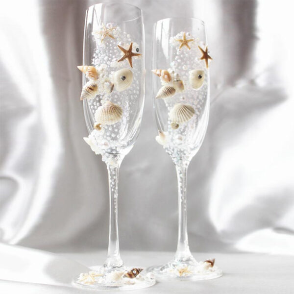 Shell Champagne Wedding Glasses